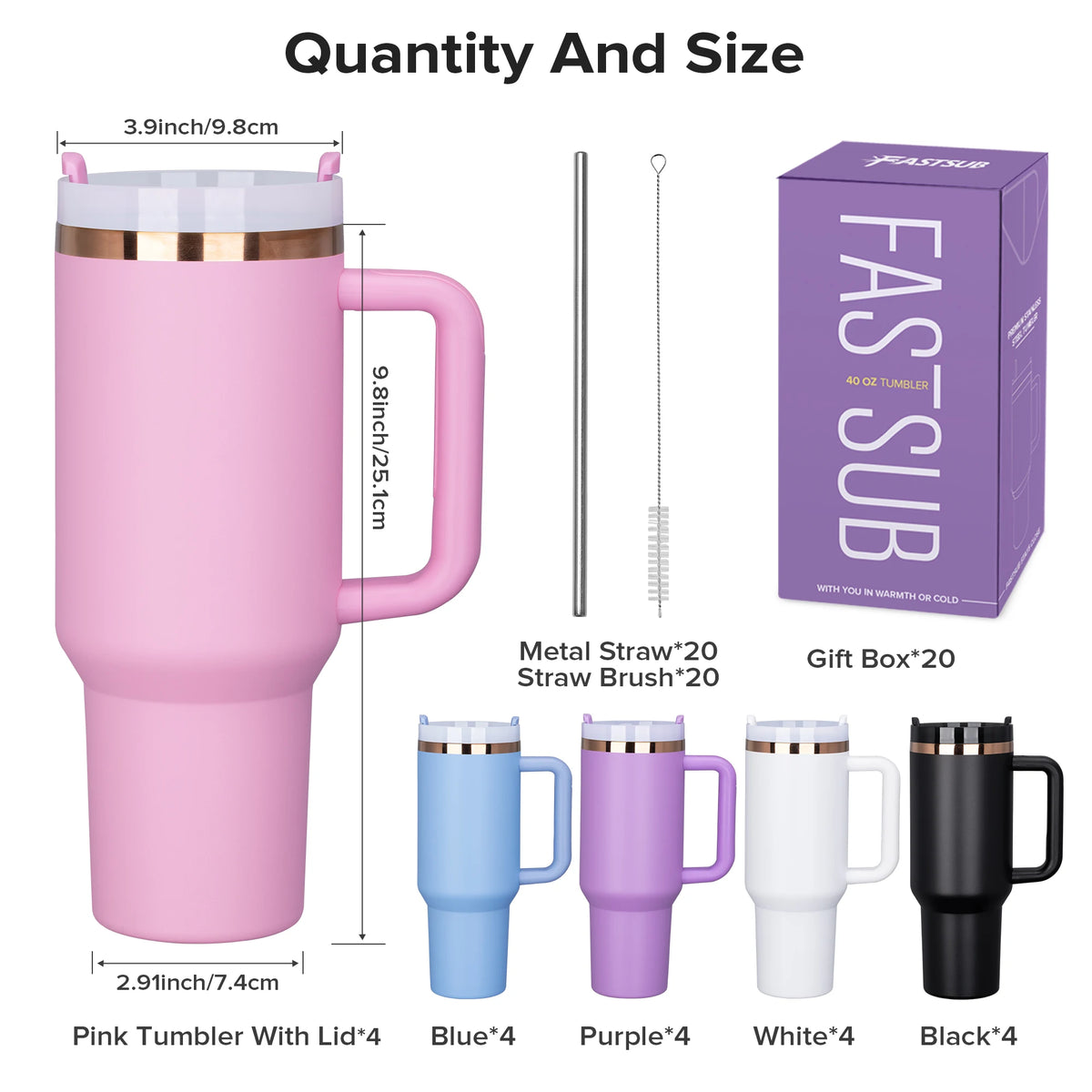 20pcs,40oz Powder Coated Tumbler, With Copper Plated Inner Layer, Lid And Straw,Removable Handle,Stainless Steel Double Wall Insulated Cup, For Laser Engraving Hydro Dipping Tumbler