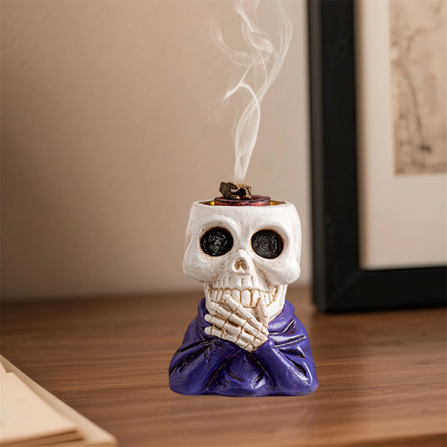 Spooky Halloween Skeleton Candle Holder with LED Lights for Haunted House Party Decorations and Table Centerpieces