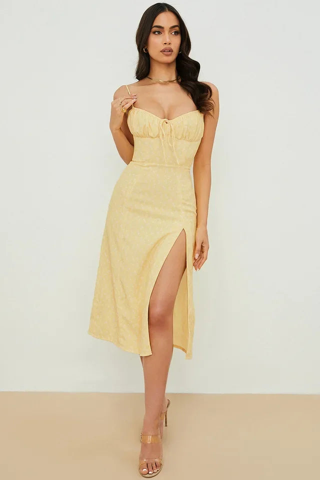 Women's Elegant Floral Beach Vacation Bodycon Streetwear Long Dress 2025 Summer Clothes Wholesale Items For Business