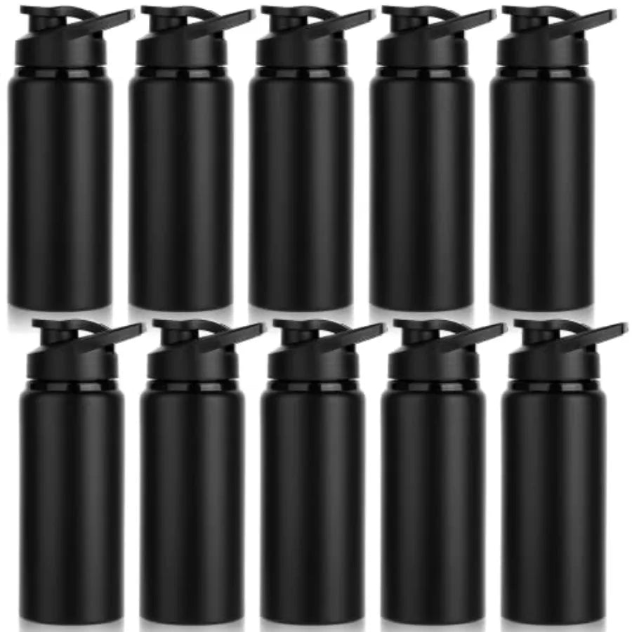 10 Pack Water Bottles Bulk, 20oz Sports Aluminum Water Bottle with Snap Lids Metal Reusable Leak proof Personalized Bottle for