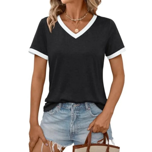 Womens Short Sleeve T-Shirts Summer Tops Casual Soft Tunic V Neck Basic Workout Clothes Spring Fashion Outfits 2026
