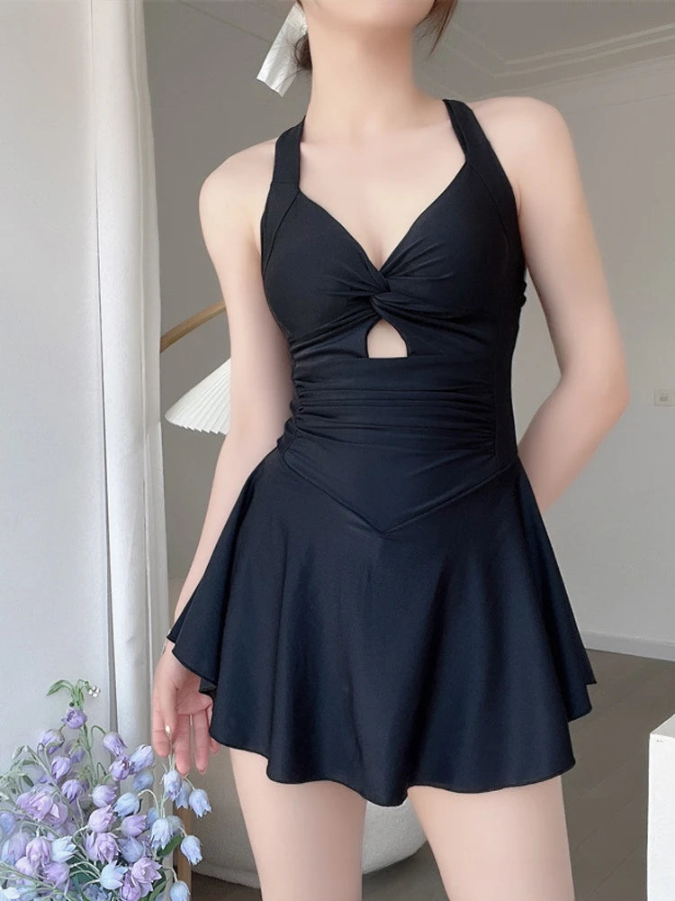 Women Hanging Neck Sweet Cute Swimwear Sexy One-piece Beach Wear Swimsuit Beach Dress Swimsuit High Waist Bathing Suit For Girls