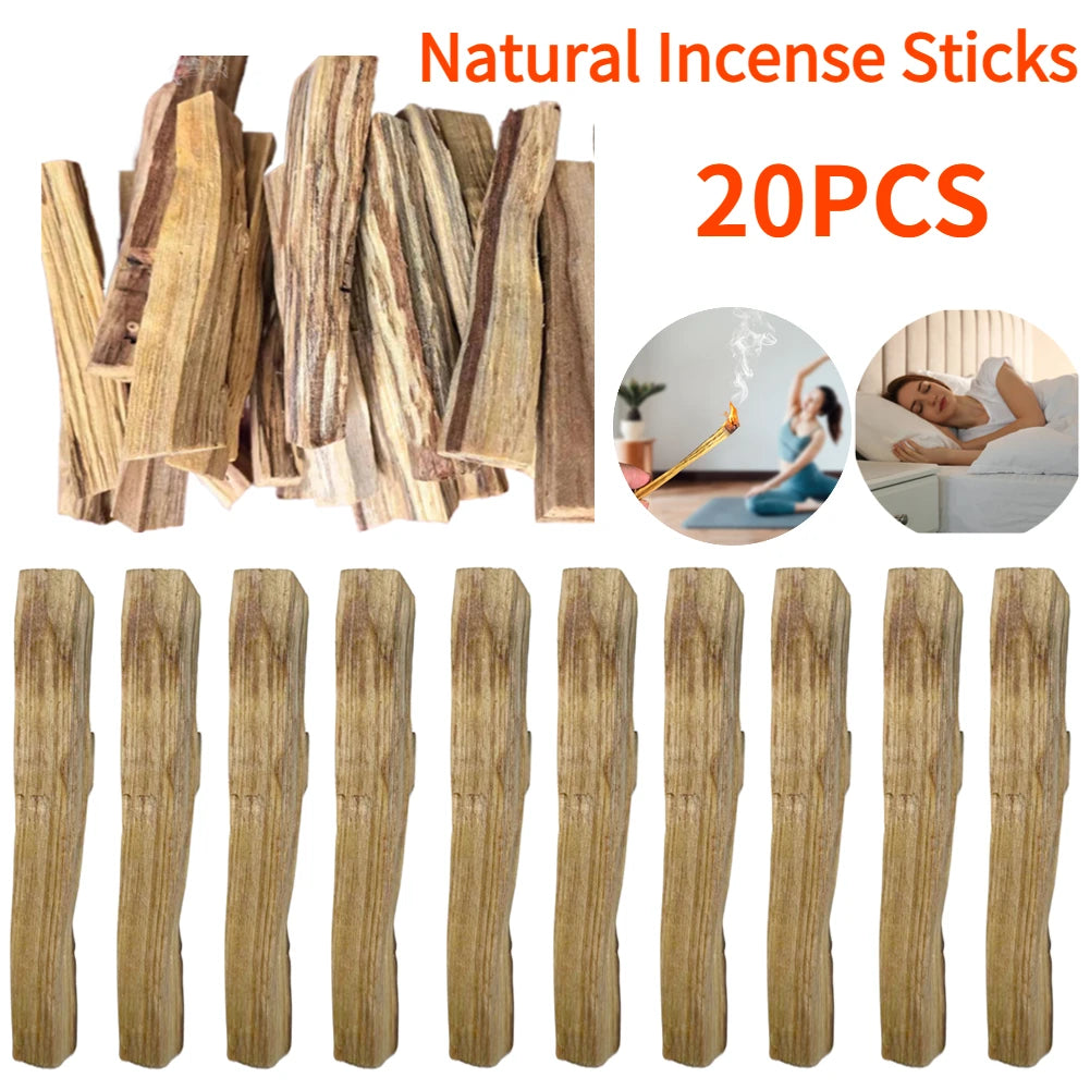 20/1pcs Palo Santo Natural Incense Sticks, Wooden Smudging Stick for Indoor Purifying Yoga Healing Aromatherapy Burn Wooden Strip