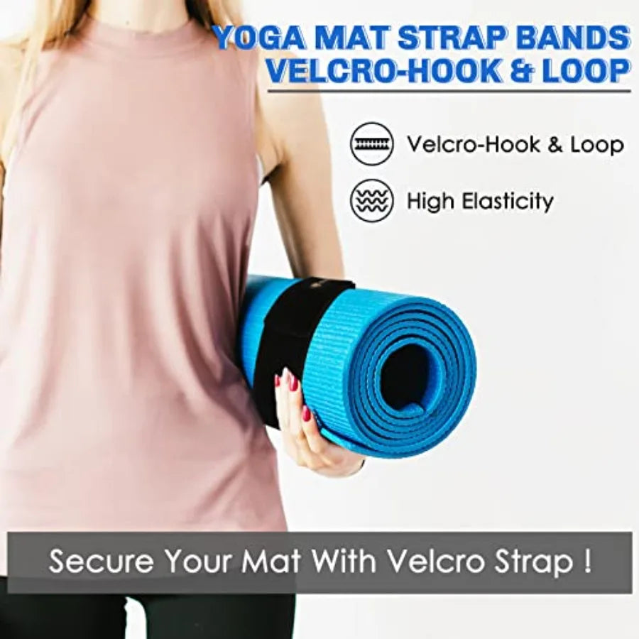 Aolamegs Yoga Mat Strap, Heavy Duty Bungee Straps Band, Wrap Organizer for Yoga Mat/Workout/Exercise 20" L x 2" W