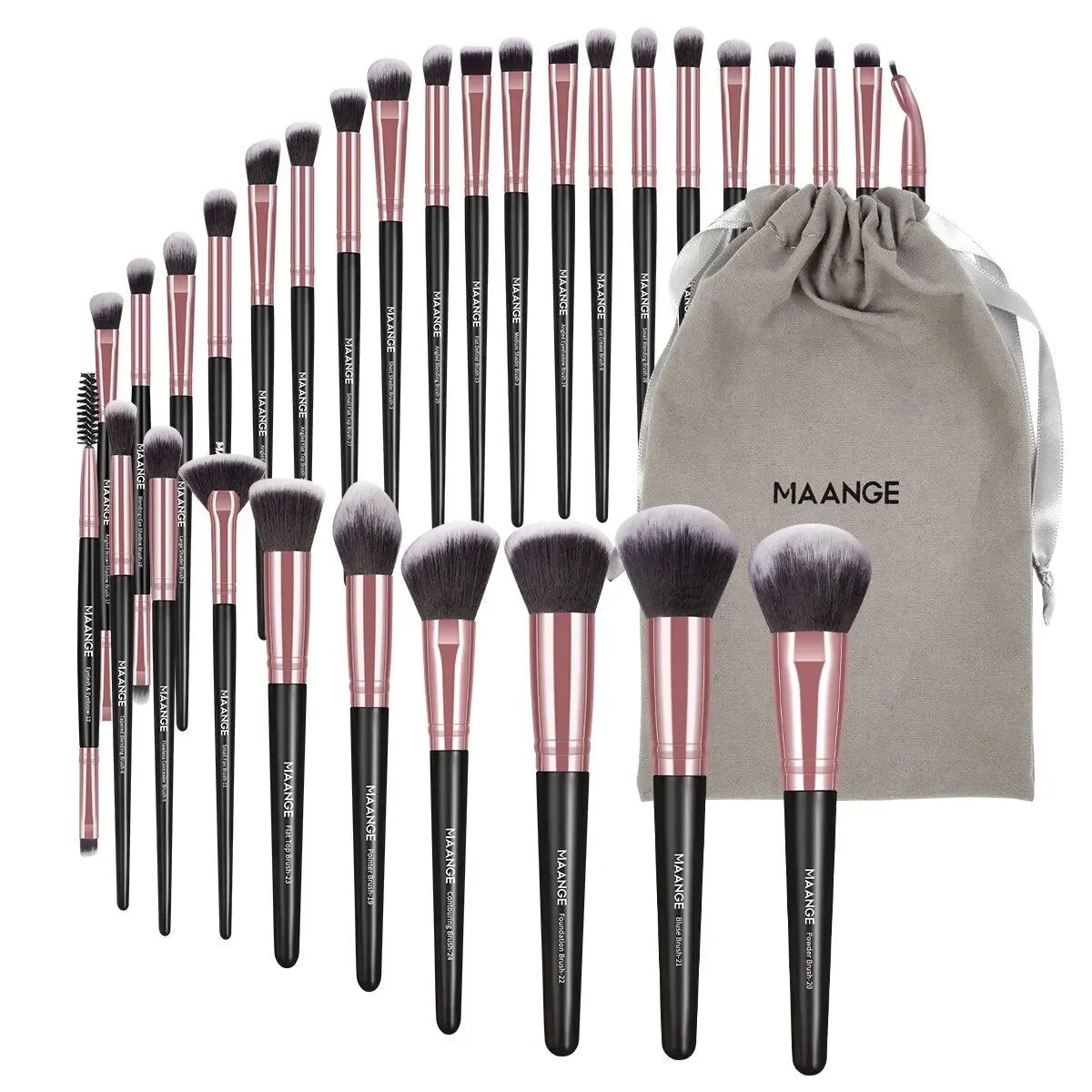 30pcs Professional Makeup Brush Set Foundation Concealers Eye Shadows Powder Blush Blending Brushes Beauty Tools with Bag