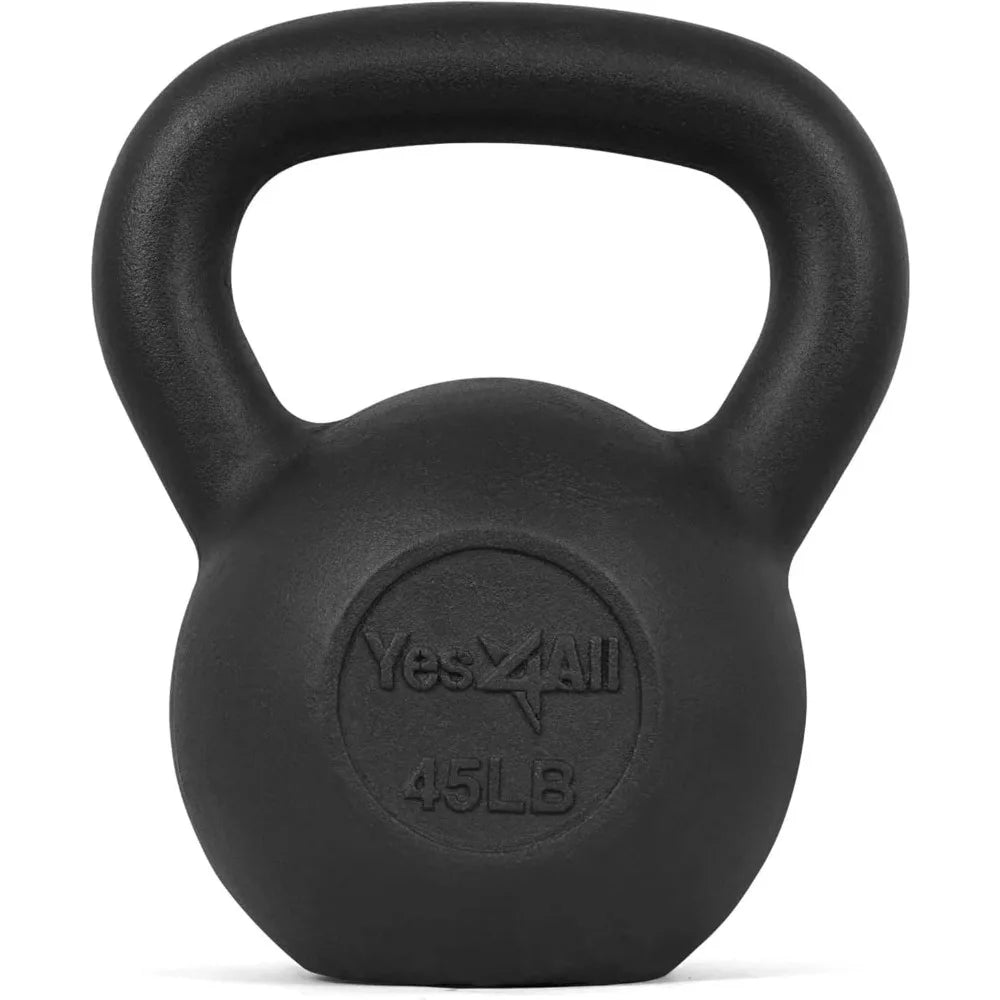 Yes4All Cast Iron Kettlebell, Strength Training Kettlebells 5-80 Lb (5,10,15,20,25,30,35,40,45,50,60,70,80 Lb)