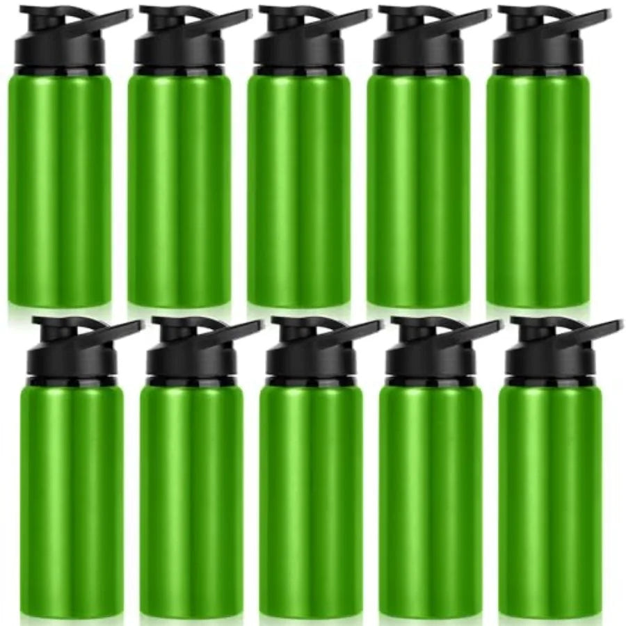 10 Pack Water Bottles Bulk, 20oz Sports Aluminum Water Bottle with Snap Lids Metal Reusable Leak proof Personalized Bottle for